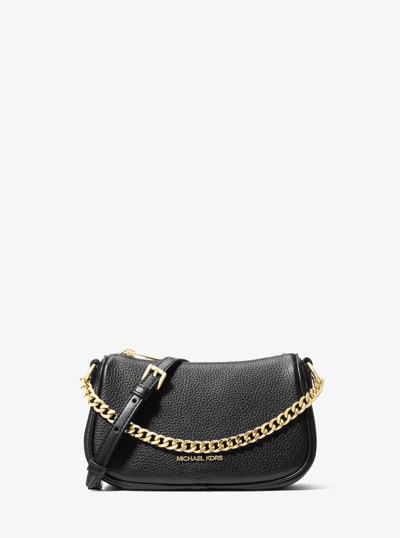 Carmela Small Pebbled Leather Convertible Crossbody Bag in BLACK | Michael Kors