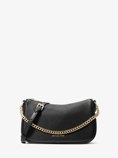Carmela Medium Pebbled Leather Convertible Crossbody Bag in BLACK | Michael Kors