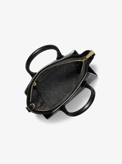 Avril Small Pebbled Leather Satchel in BLACK | Michael Kors