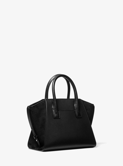 Avril Small Pebbled Leather Satchel in BLACK | Michael Kors