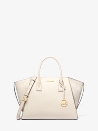 Bolso satchel Avril grande de piel y gamuza