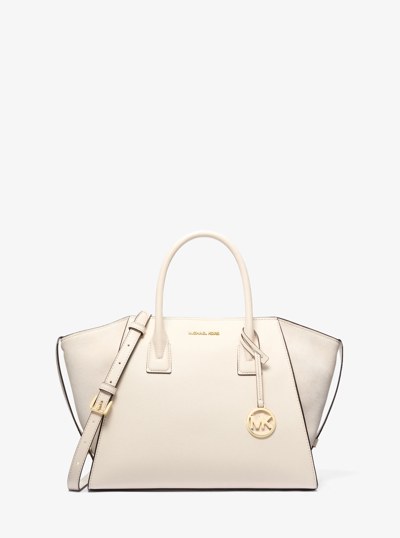 Bolso satchel Avril grande de piel y gamuza in CREMA CLARO | Michael Kors