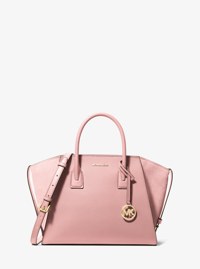 Bolso satchel Avril grande de piel y gamuza