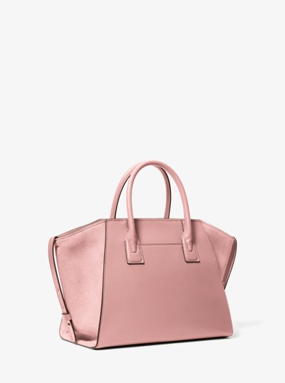 Bolso satchel Avril grande de piel y gamuza in ROS&Aacute;CEO POLVORIENTO | Michael Kors
