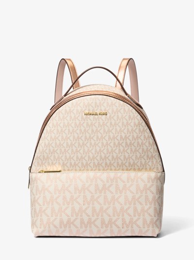 Sheila Medium Two-Tone Signature Logo Backpack in ROSE GOLD | Michael Kors