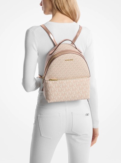 Sheila Medium Two-Tone Signature Logo Backpack in ROSE GOLD | Michael Kors