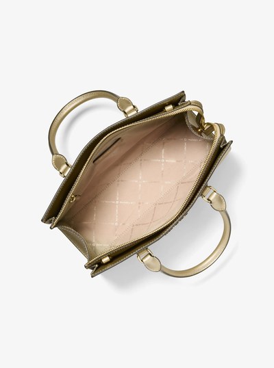 Sheila Medium Metallic Satchel in DORADO P&Aacute;LIDO | Michael Kors