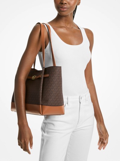 Reed Large Signature Logo Tote Bag in BROWN | Michael Kors