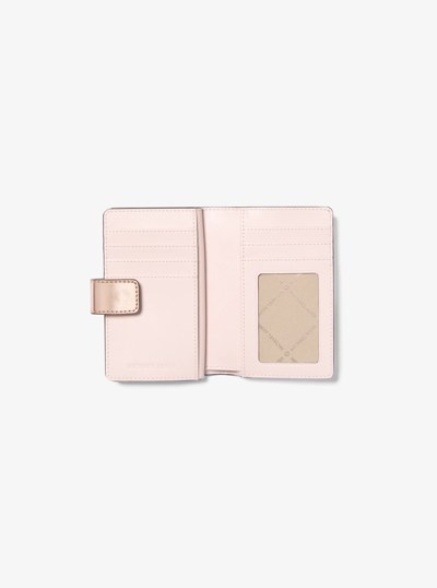 Jet Set Medium Metallic Logo Wallet in ROSE GOLD | Michael Kors