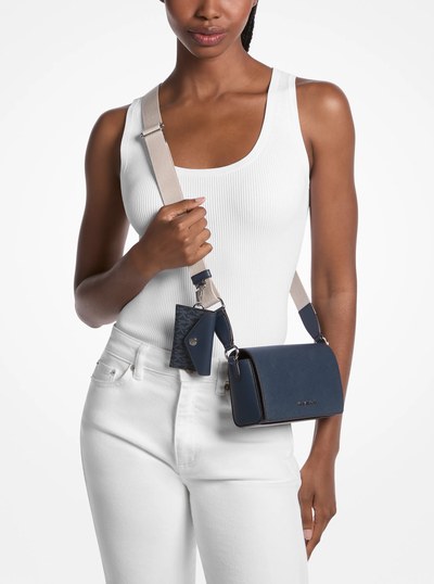 Vincent Small Saffiano Leather Crossbody Bag With Signature Logo Card Case