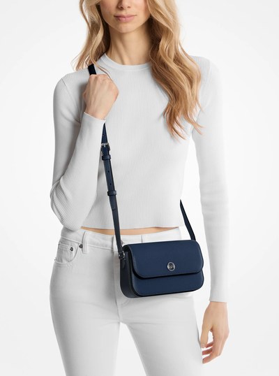 Jet Set Travel Small Pebbled Leather Crossbody Bag in NAVY | Michael Kors