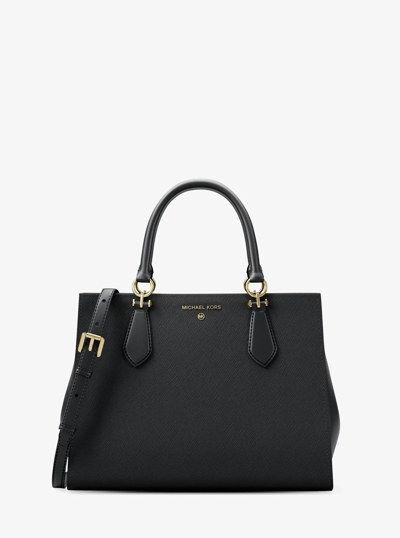 Marilyn Medium Saffiano Leather Satchel in BLACK | Michael Kors