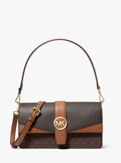 Greenwich Medium Signature Logo Convertible Crossbody Bag in BROWN | Michael Kors