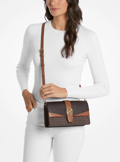 Greenwich Medium Signature Logo Convertible Crossbody Bag in BROWN | Michael Kors