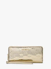 Jet Set Large Metallic Logo Debossed Continental Wallet