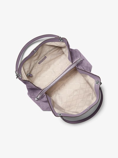 Christina Large Suede Shoulder Bag in LT QUARTZ | Michael Kors