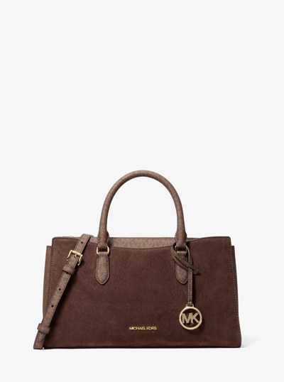 Arden Medium Signature Logo Top-Zip Satchel in NUTMEG - Sale