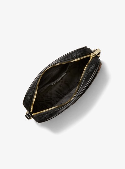 Jet Set Travel Leopard Print Calf Hair and Signature Logo Camera Crossbody Bag in CAMEL MLT | Michael Kors