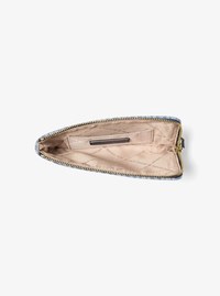 Jet Set Travel Small Signature Logo Print Denim Wristlet