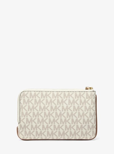 Jet Set Travel Small Signature Logo Wristlet in VANILLA | Michael Kors