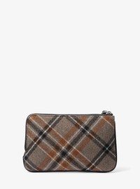 Jet Set Travel Plaid Print Wool Wristlet