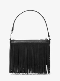 Jet Set Travel Small Studded Fringed Microsuede Wristlet