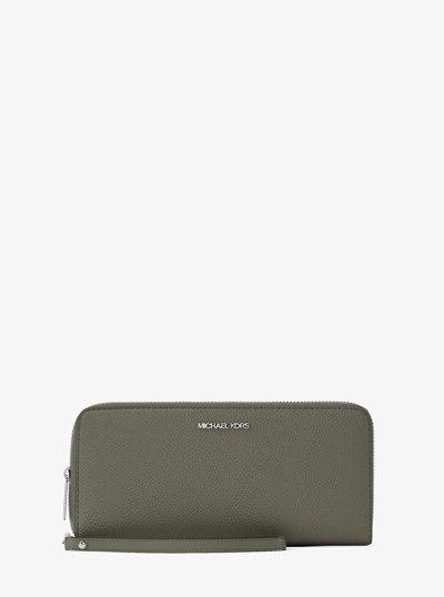 Large Pebbled Leather Continental Wallet in OLIVE | Michael Kors