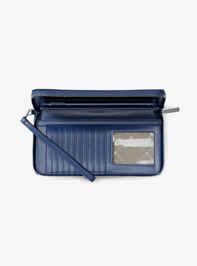 Large Pebbled Leather Continental Wallet in GALAXY BLUE | Michael Kors