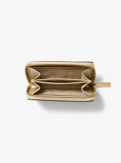 Jet Set Travel Medium Metallic Leather Wallet in PALE GOLD | Michael Kors