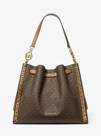 Grand sac &agrave; &eacute;paule Mina &agrave; logo signature et &agrave; cha&icirc;ne