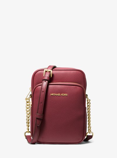 Jet Set Travel Medium Pebbled Leather Crossbody Bag in OXBLOOD | Michael Kors