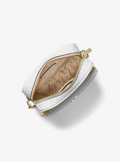 Jet Set Travel Medium Signature Logo Crossbody Bag in OPTIC WHITE | Michael Kors