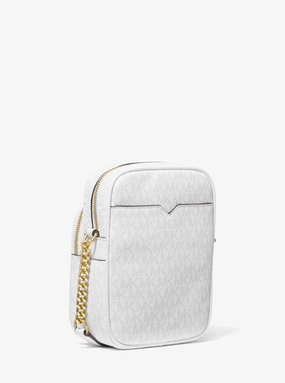 Jet Set Travel Medium Signature Logo Crossbody Bag in OPTIC WHITE | Michael Kors