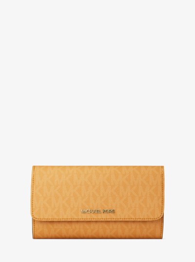 Grand portefeuille &agrave; trois volets Jet Set &agrave; logo Signature in ORANGE ECLATANT | Michael Kors