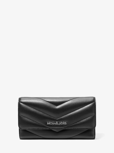 Jet Set Travel Large Quilted Tri-Fold Wallet in BLACK | Michael Kors