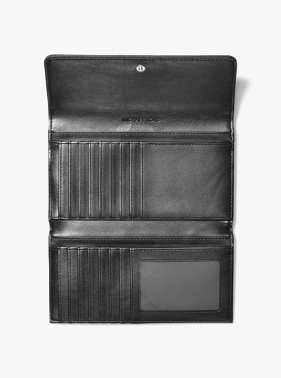 Jet Set Travel Large Quilted Tri-Fold Wallet in BLACK | Michael Kors