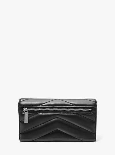 Jet Set Travel Large Quilted Tri-Fold Wallet in BLACK | Michael Kors