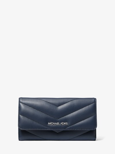 Jet Set Travel Large Quilted Tri-Fold Wallet in BLEU MARINE | Michael Kors