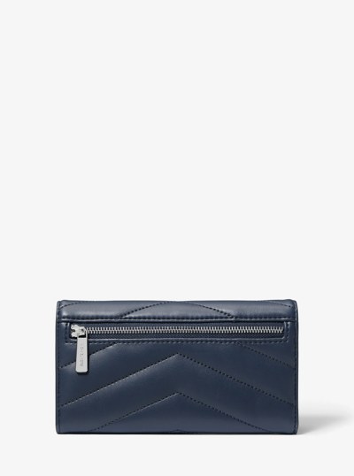 Jet Set Travel Large Quilted Tri-Fold Wallet in BLEU MARINE | Michael Kors