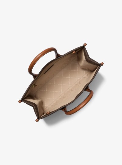 Sac fourre-tout Mirella de taille moyenne &agrave; logo Signature in BRUN | Michael Kors