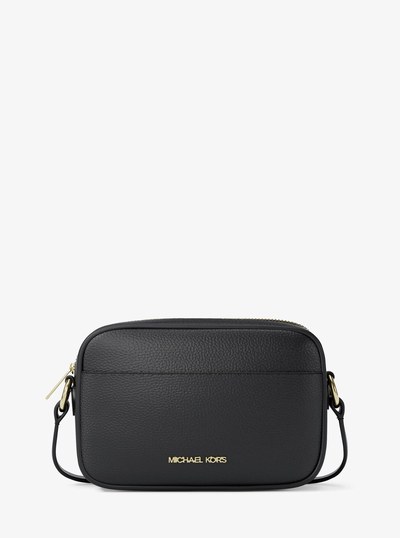 Jet Set Small Pebbled Leather Camera Crossbody Bag in BLACK - Sale