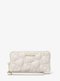 Jet Set Large Heart Embroidered Smartphone Wristlet