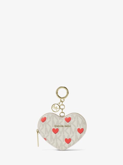 Petit porte-monnaie Jet Set en forme de c&oelig;ur et &agrave; imprim&eacute; &agrave; logo Signature in CR&Egrave;ME MULTI L&Eacute;GER | Michael Kors
