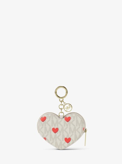 Petit porte-monnaie Jet Set en forme de c&oelig;ur et &agrave; imprim&eacute; &agrave; logo Signature in CR&Egrave;ME MULTI L&Eacute;GER | Michael Kors