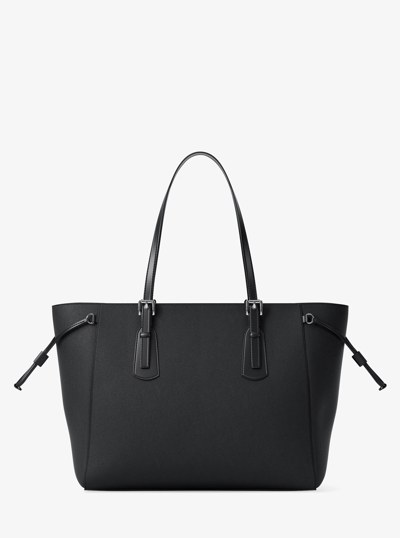 Voyager Large Saffiano Leather Tote Bag in BLACK | Michael Kors