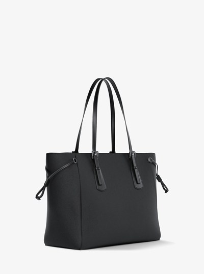 Voyager Large Saffiano Leather Tote Bag in BLACK | Michael Kors