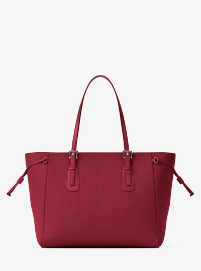 Voyager Large Saffiano Leather Tote Bag in MAROON | Michael Kors