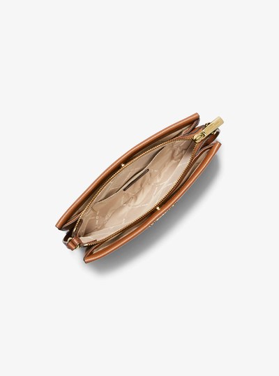 Jet Set Large Pebbled Leather Crossbody Bag in LUGGAGE | Michael Kors