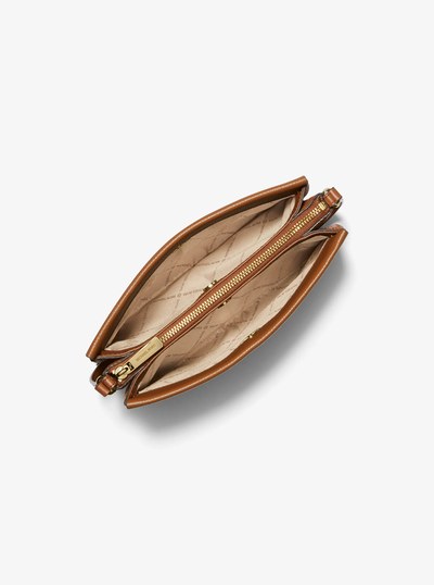 Jet Set Large Pebbled Leather Crossbody Bag in LUGGAGE | Michael Kors