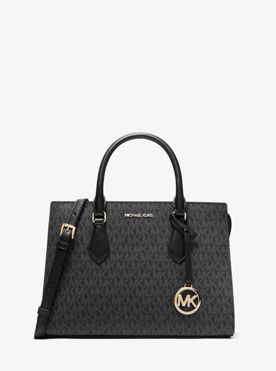 Sheila Medium Logo Satchel in BLACK | Michael Kors